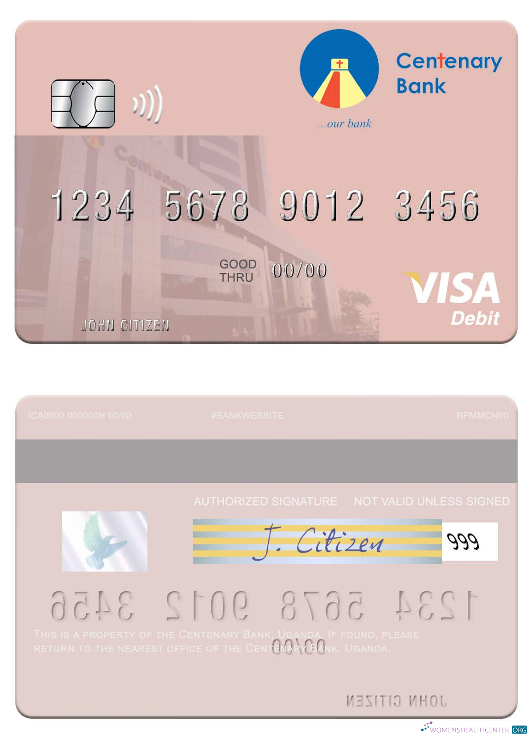 Premium Herunterladen Uganda Centenary Bank Visa Debit Karte Photoshop Vorlage