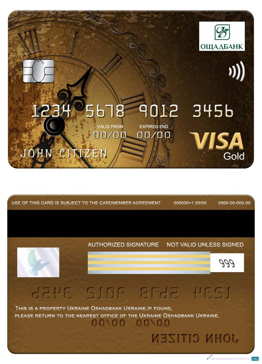 Hochwertige Herunterladen Ukraine Oshadbank Visa Gold Karte Photoshop Vorlage