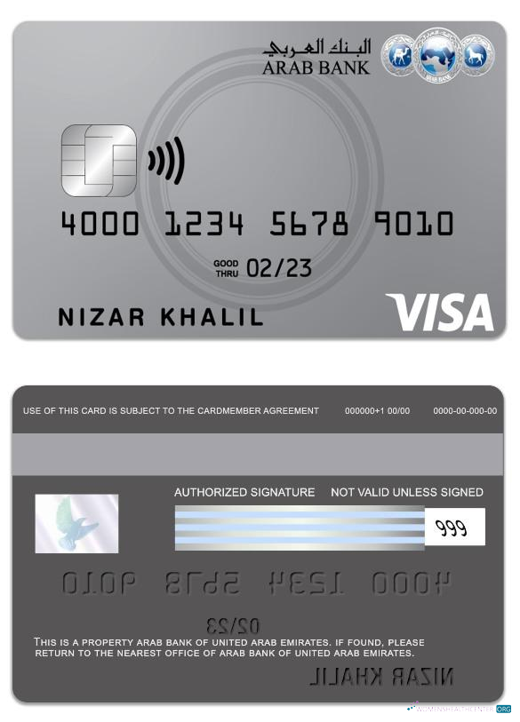 Editierbare Herunterladen Vereinigte Arabische Emirate Arab Bank Visa Classic Kredit Karte Photoshop Vorlage