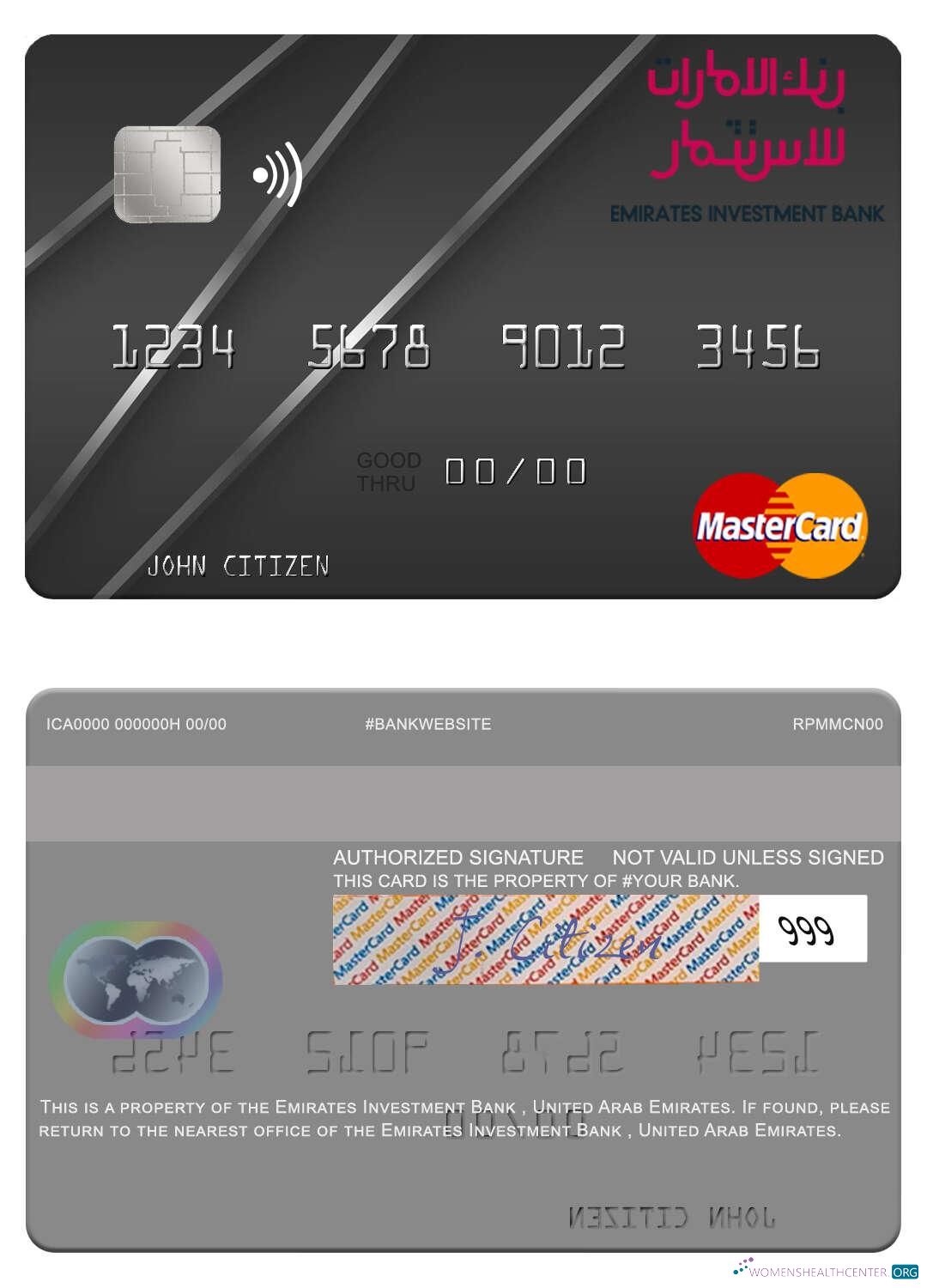 Hochwertige Herunterladen Vereinigte Arabische Emirate Emirates Investition Bank Mastercard Photoshop Vorlage