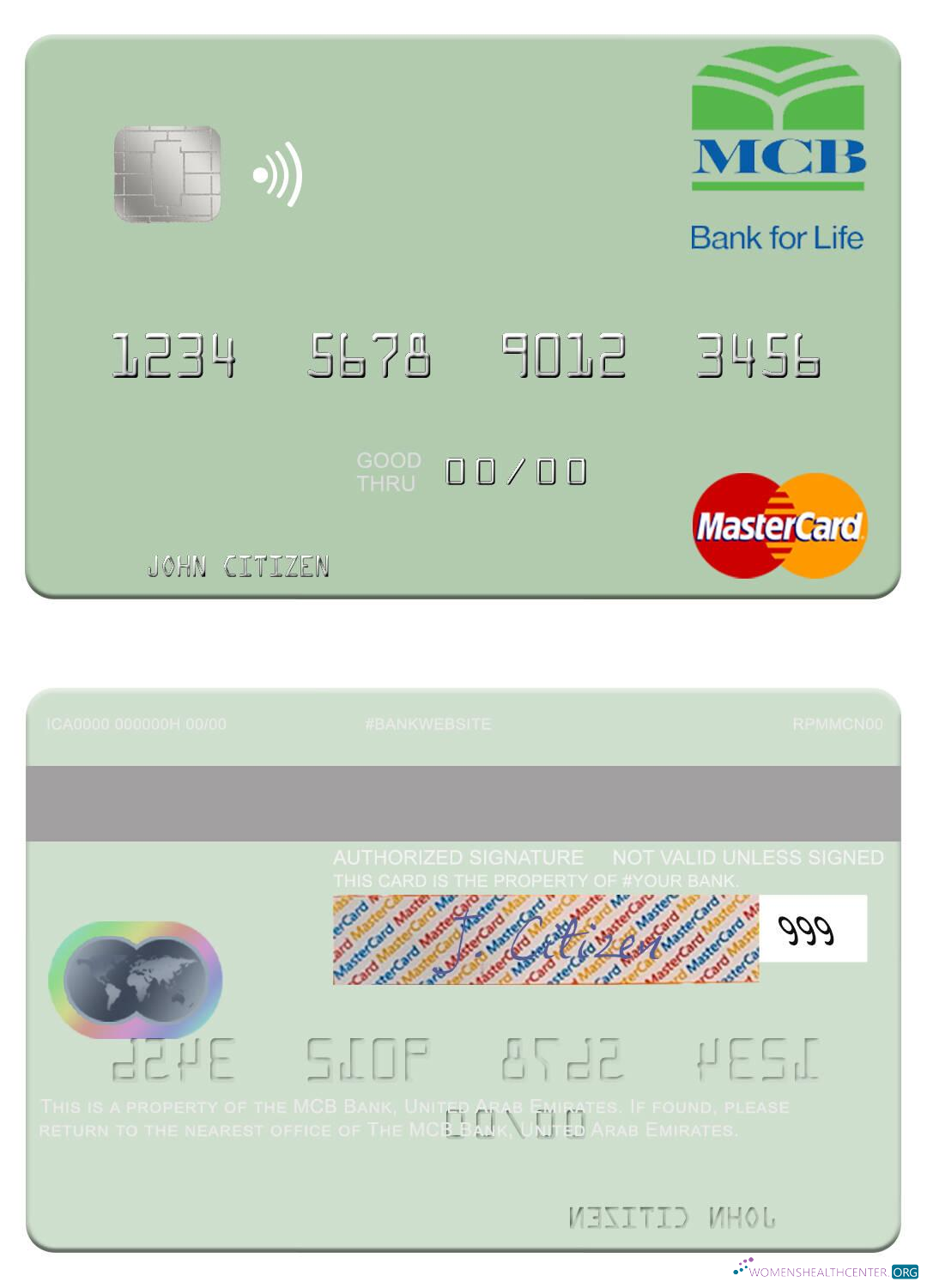 Premium Herunterladen Vereinigte Arabische Emirate MCB Bank Mastercard Photoshop Vorlage