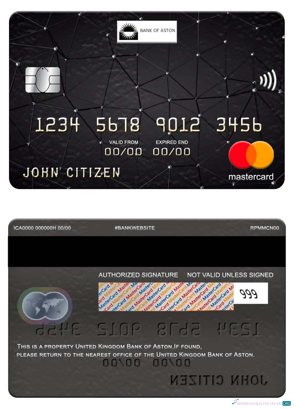Hochwertige Herunterladen Vereinigtes Königreich Bank von Aston Mastercard Photoshop Vorlage