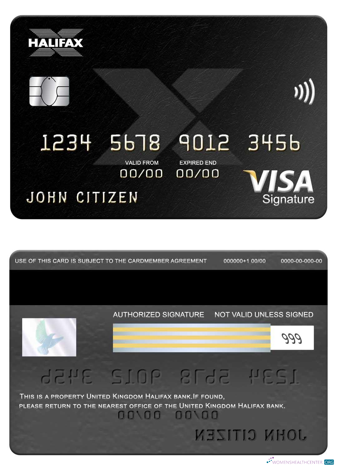 Professionelle Herunterladen Vereinigtes Königreich Halifax Bank Visa Signature Karte Photoshop Vorlage