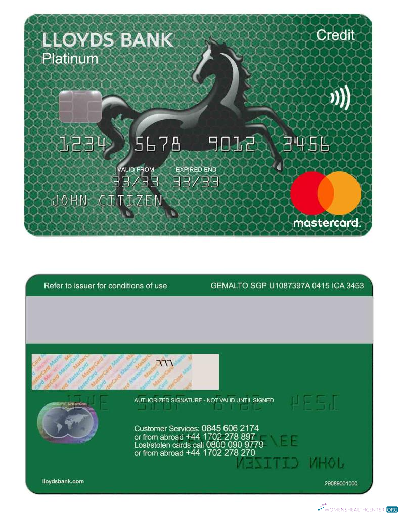 Editierbare Herunterladen Vereinigtes Königreich Lloyds Platin Mastercard Photoshop Vorlage