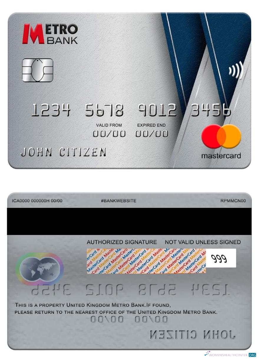 Hochwertige Herunterladen Vereinigtes Königreich Metro Bank Mastercard Photoshop Vorlage