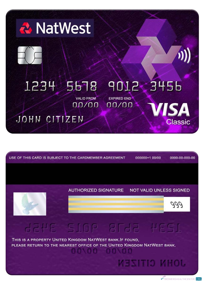 Professionelle Herunterladen Vereinigtes Königreich NatWest Bank Visa Classic Karte Photoshop Vorlage