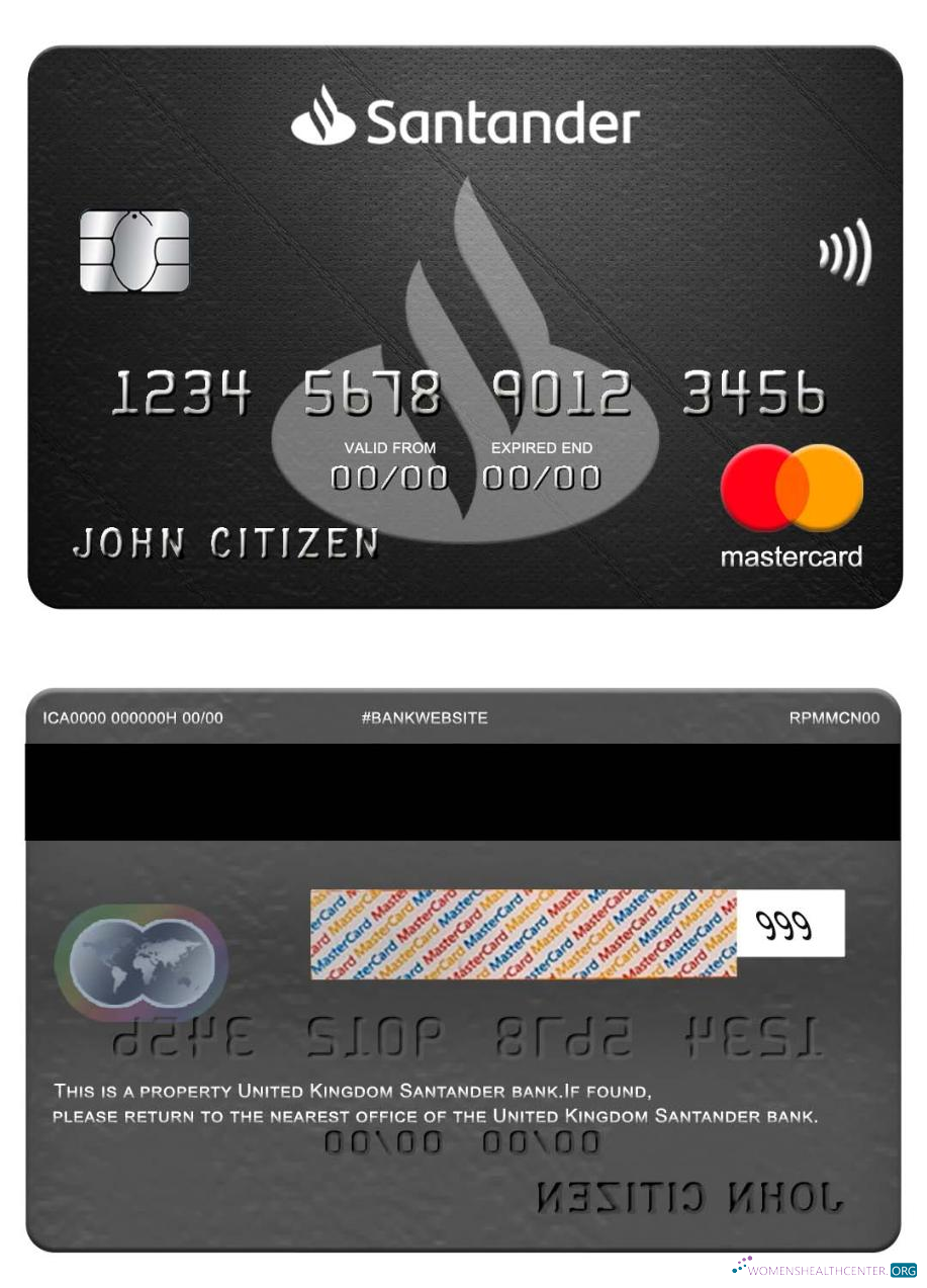 Hochwertige Herunterladen Vereinigtes Königreich Santander Bank Mastercard Photoshop Vorlage