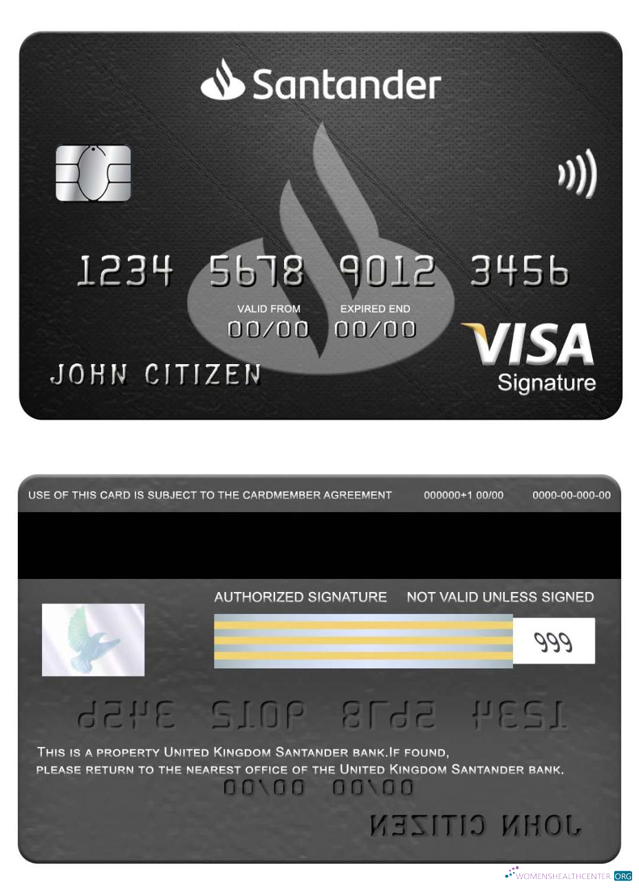 Premium Herunterladen Vereinigtes Königreich Santander Bank Visa Signature Karte Photoshop Vorlage