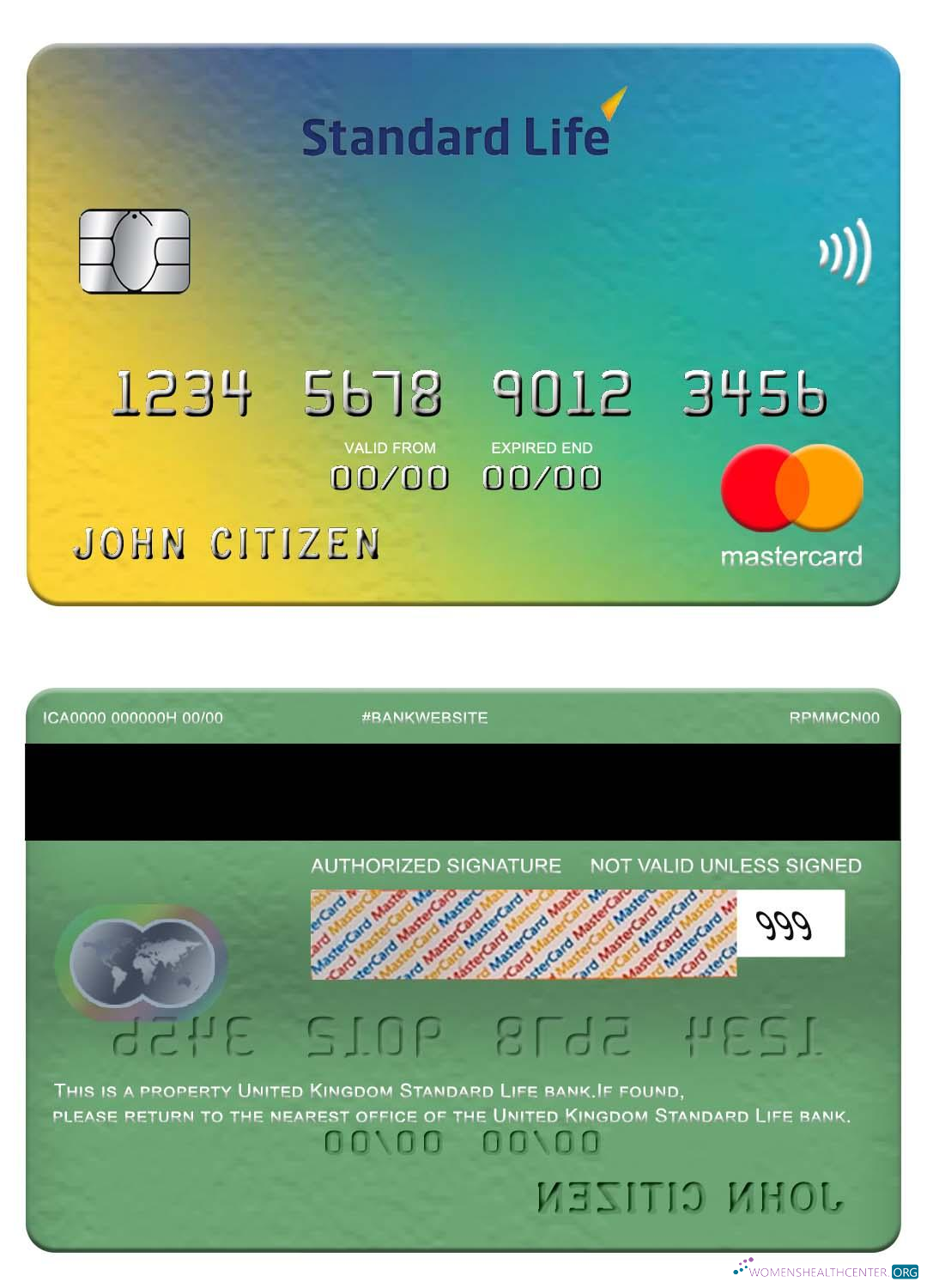 Professionelle Herunterladen Vereinigtes Königreich Standard Life Bank Mastercard Photoshop Vorlage