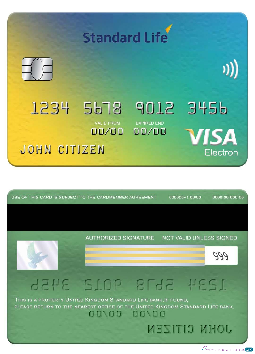 Professionelle Herunterladen Vereinigtes Königreich Standard Life Bank Visa Electron Karte Photoshop Vorlage