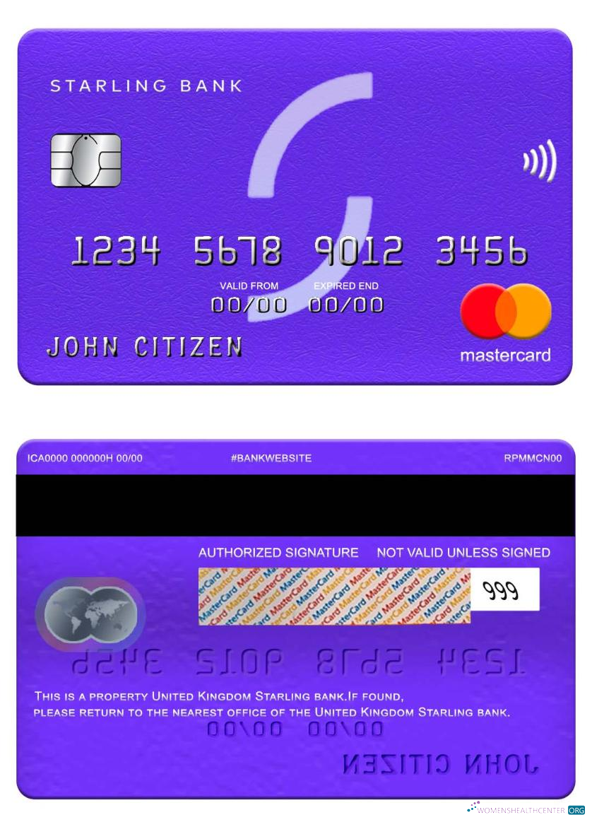 Professionelle Herunterladen Vereinigtes Königreich Starling Bank Mastercard Photoshop Vorlage