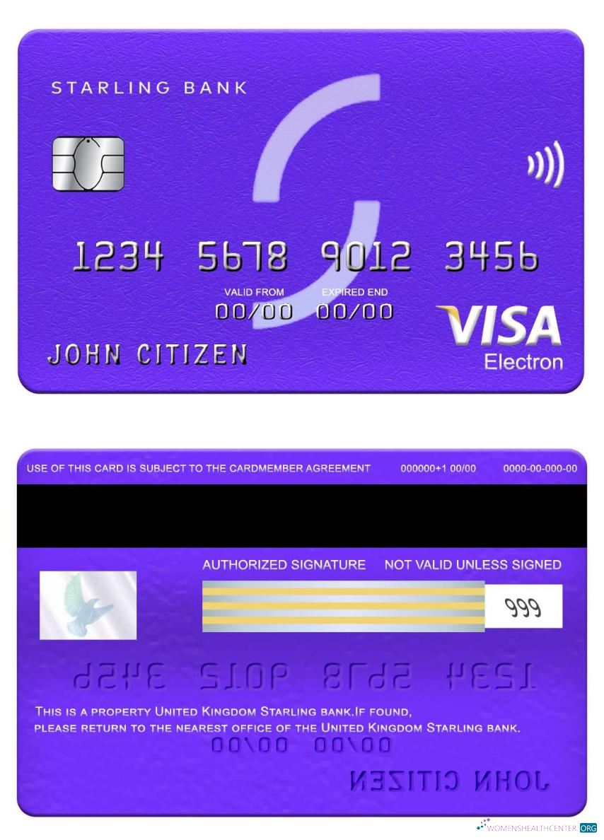 Premium Herunterladen Vereinigtes Königreich Starling Bank Visa Electron Karte Photoshop Vorlage
