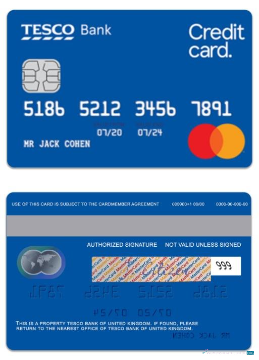 Editierbare Herunterladen Vereinigtes Königreich TESCO Bank Balance Transfer Kredit Karte Photoshop Vorlage
