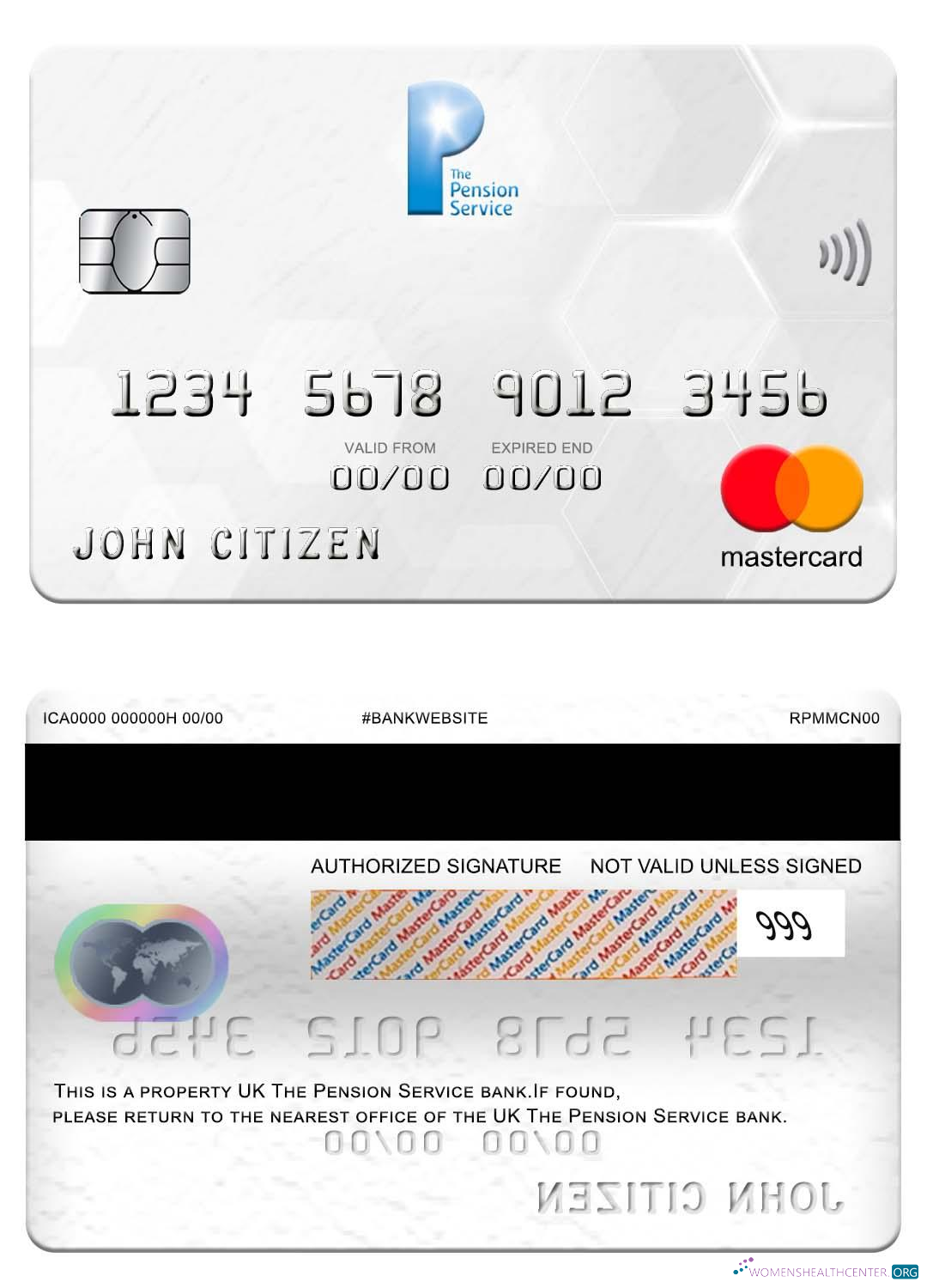 Professionelle Herunterladen Vereinigtes Königreich The Pension Service Bank Mastercard Photoshop Vorlage