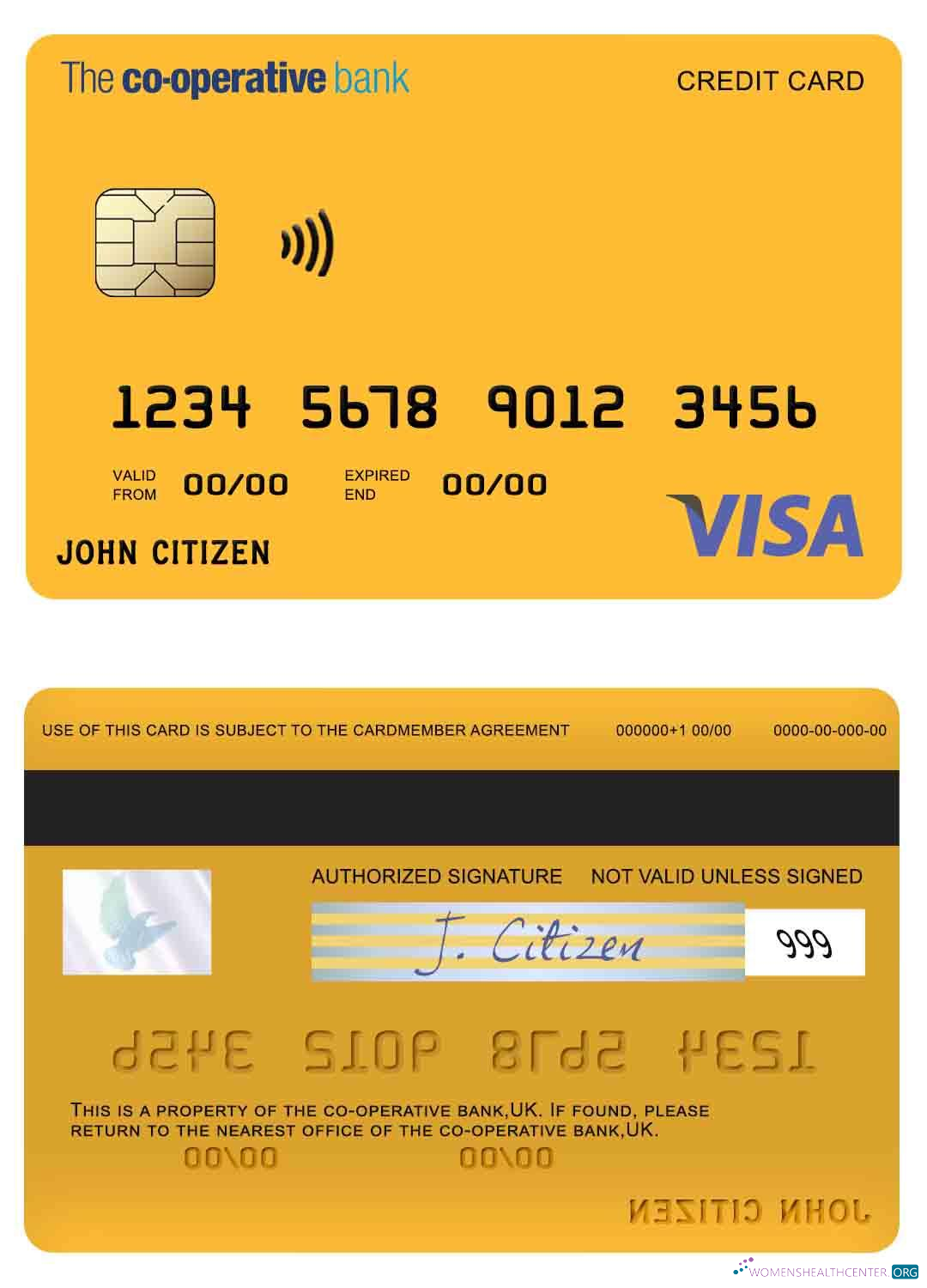 Editierbare Herunterladen Vereinigtes Königreich The Co Operative Bank Visa Karte Photoshop Vorlage
