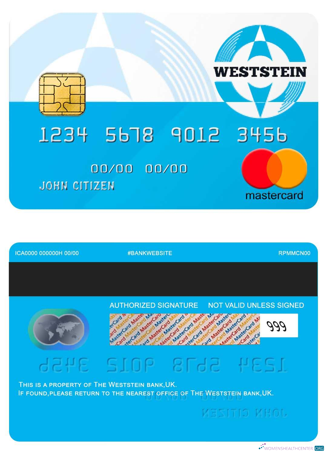 Hochwertige Herunterladen Vereinigtes Königreich Weststein Bank Mastercard Photoshop Vorlage