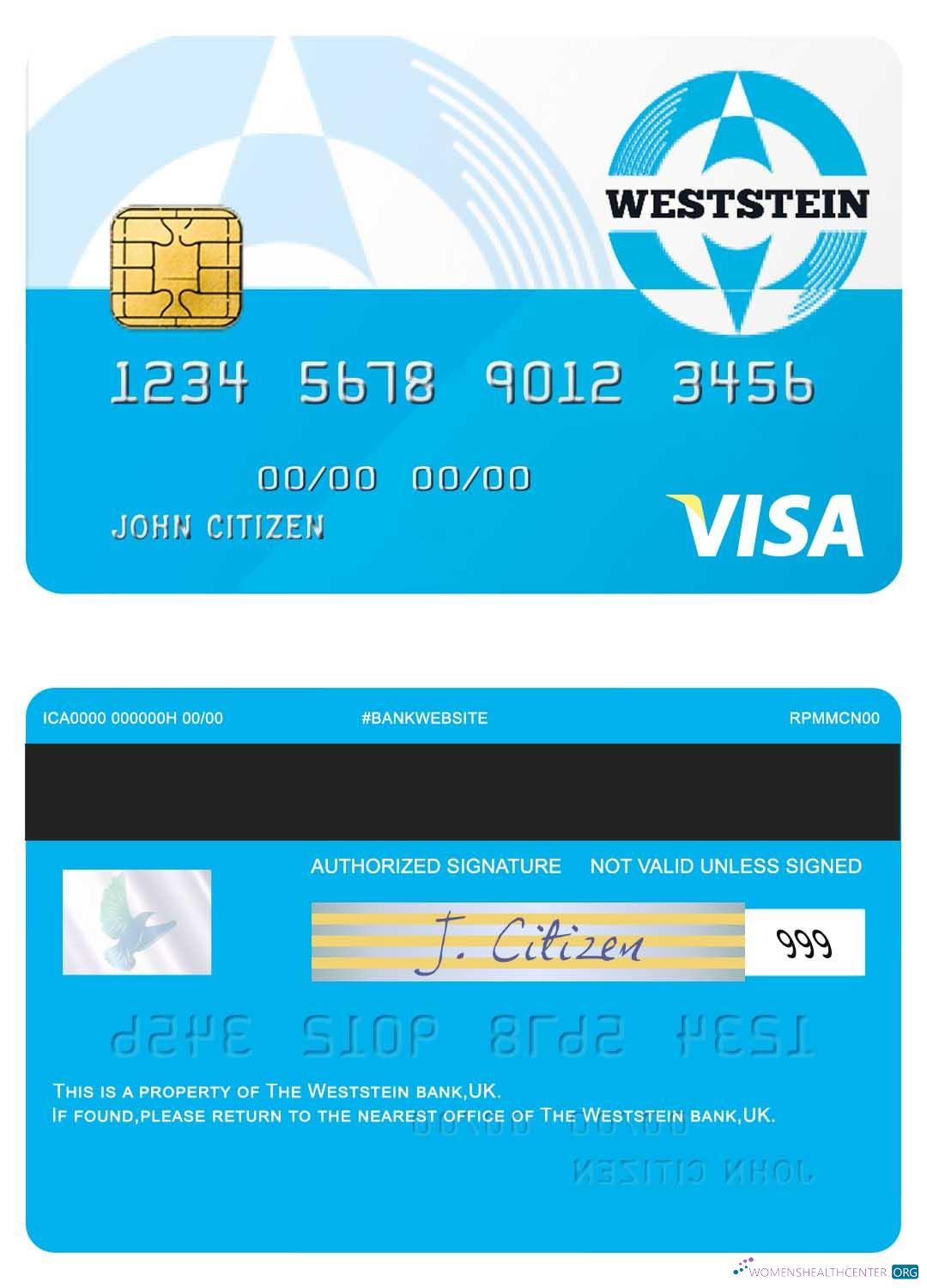 Editierbare Herunterladen Vereinigtes Königreich Weststein Bank Visa Karte Photoshop Vorlage