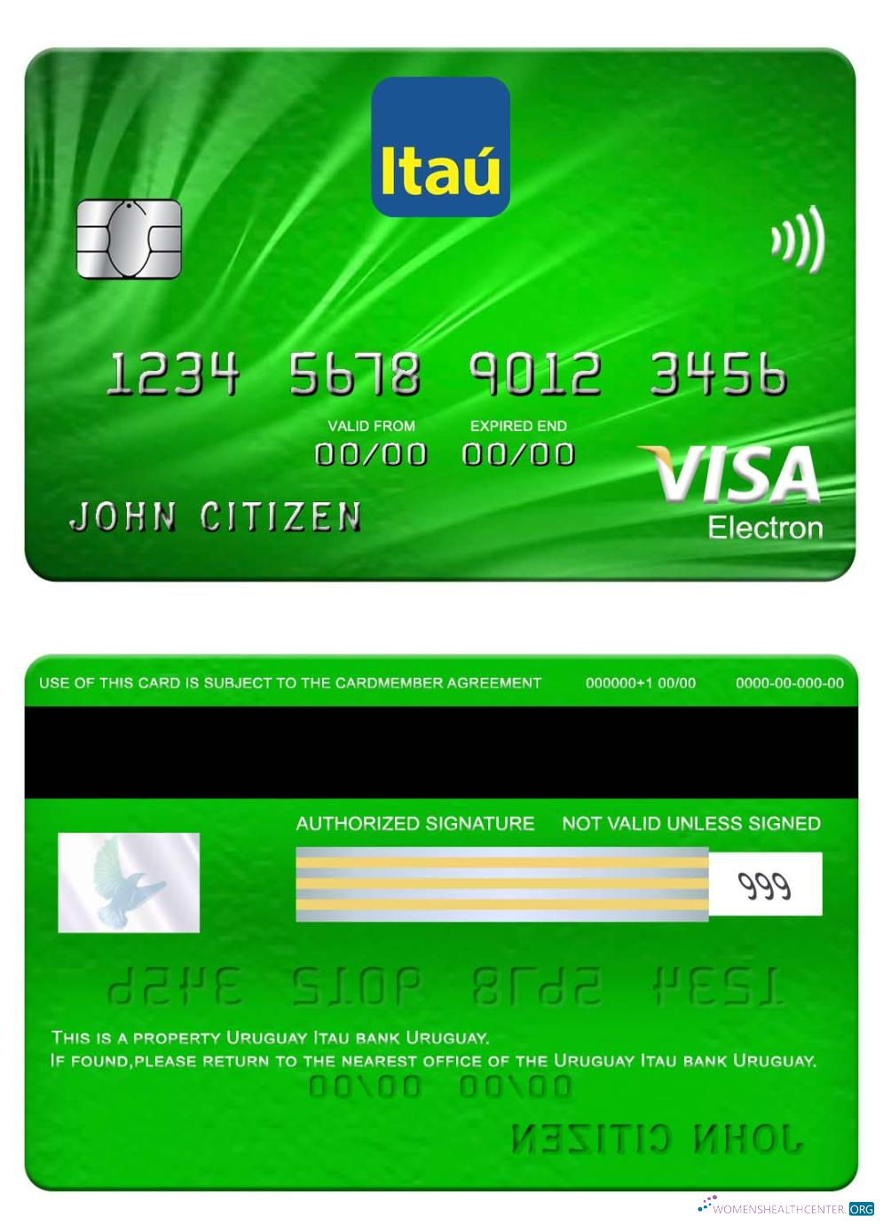 Hochwertige Herunterladen Uruguay Itau Bank Visa Electron Karte Photoshop Vorlage