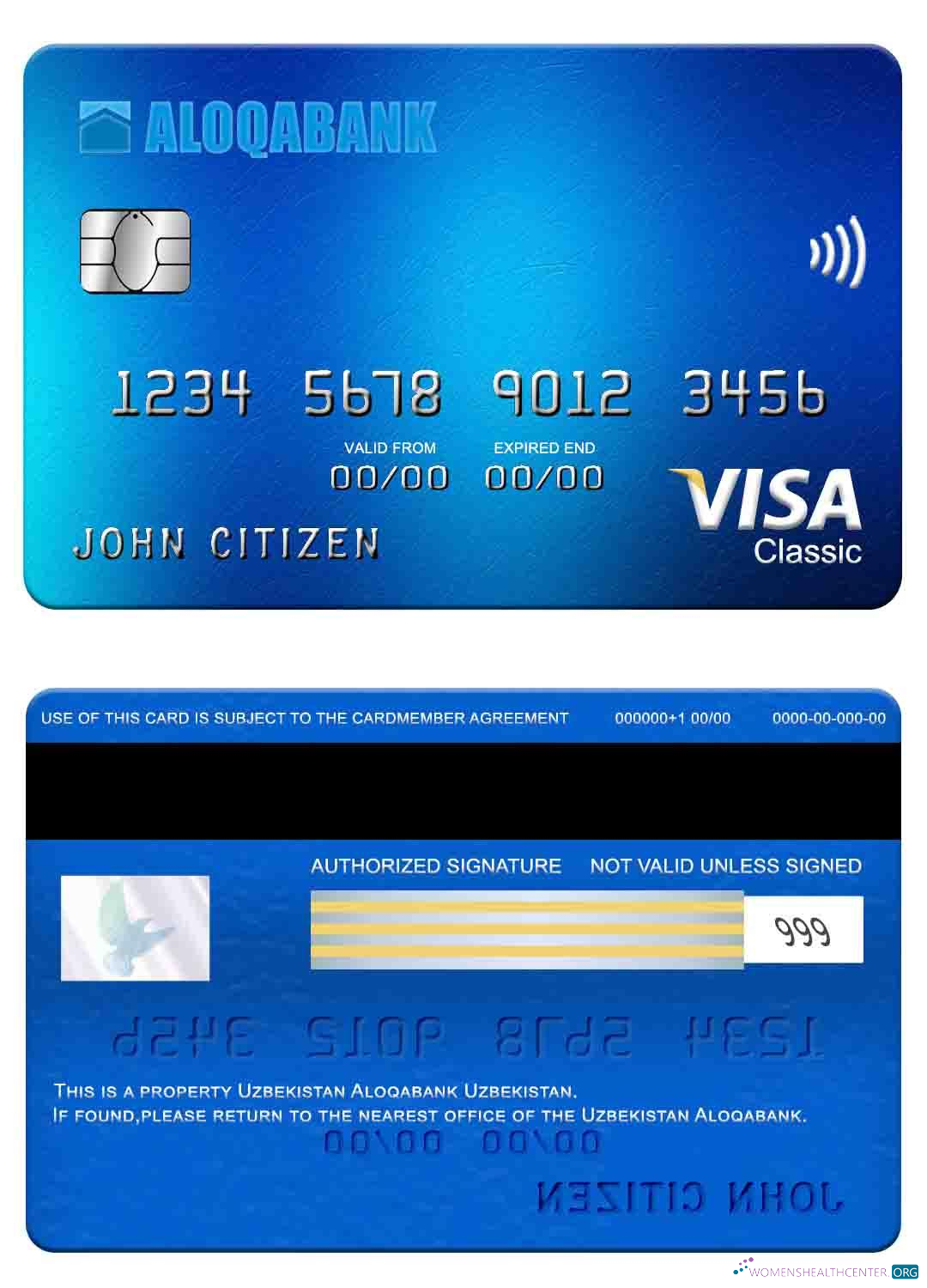 Realistische Herunterladen Usbekistan Aloqabank Visa Classic Karte Photoshop Vorlage