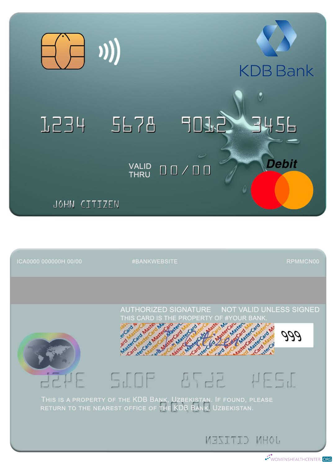 Hochwertige Herunterladen Usbekistan KDB Bank Mastercard Photoshop Vorlage