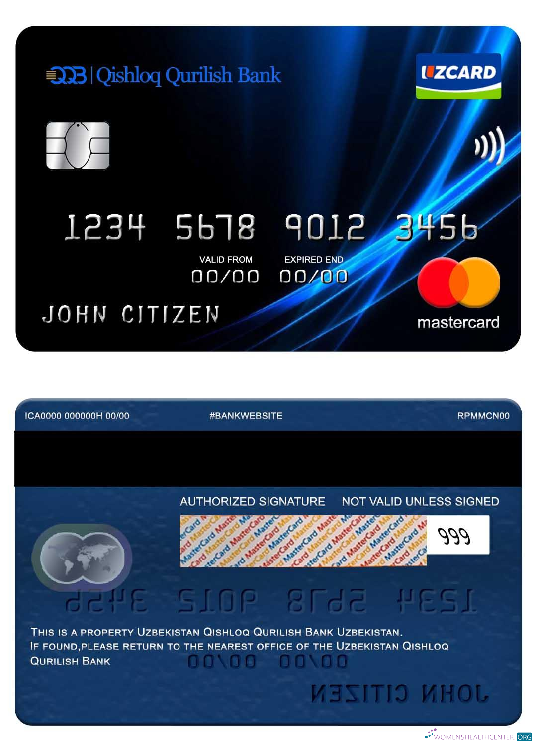 Editierbare Herunterladen Usbekistan Qishloq Qurilish Bank Mastercard Photoshop Vorlage