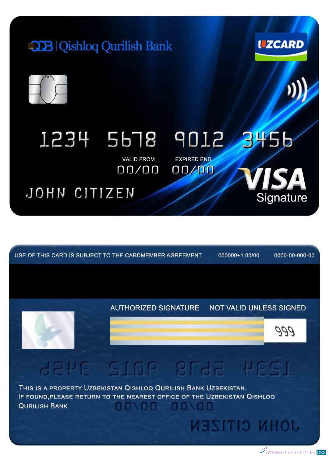 Hochwertige Herunterladen Usbekistan Qishloq Qurilish Bank Visa Signature Karte Photoshop Vorlage