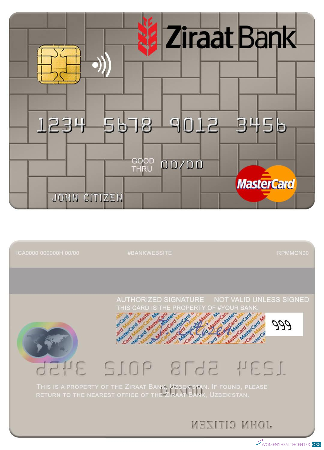 Editierbare Herunterladen Usbekistan Ziraat Bank Mastercard Photoshop Vorlage