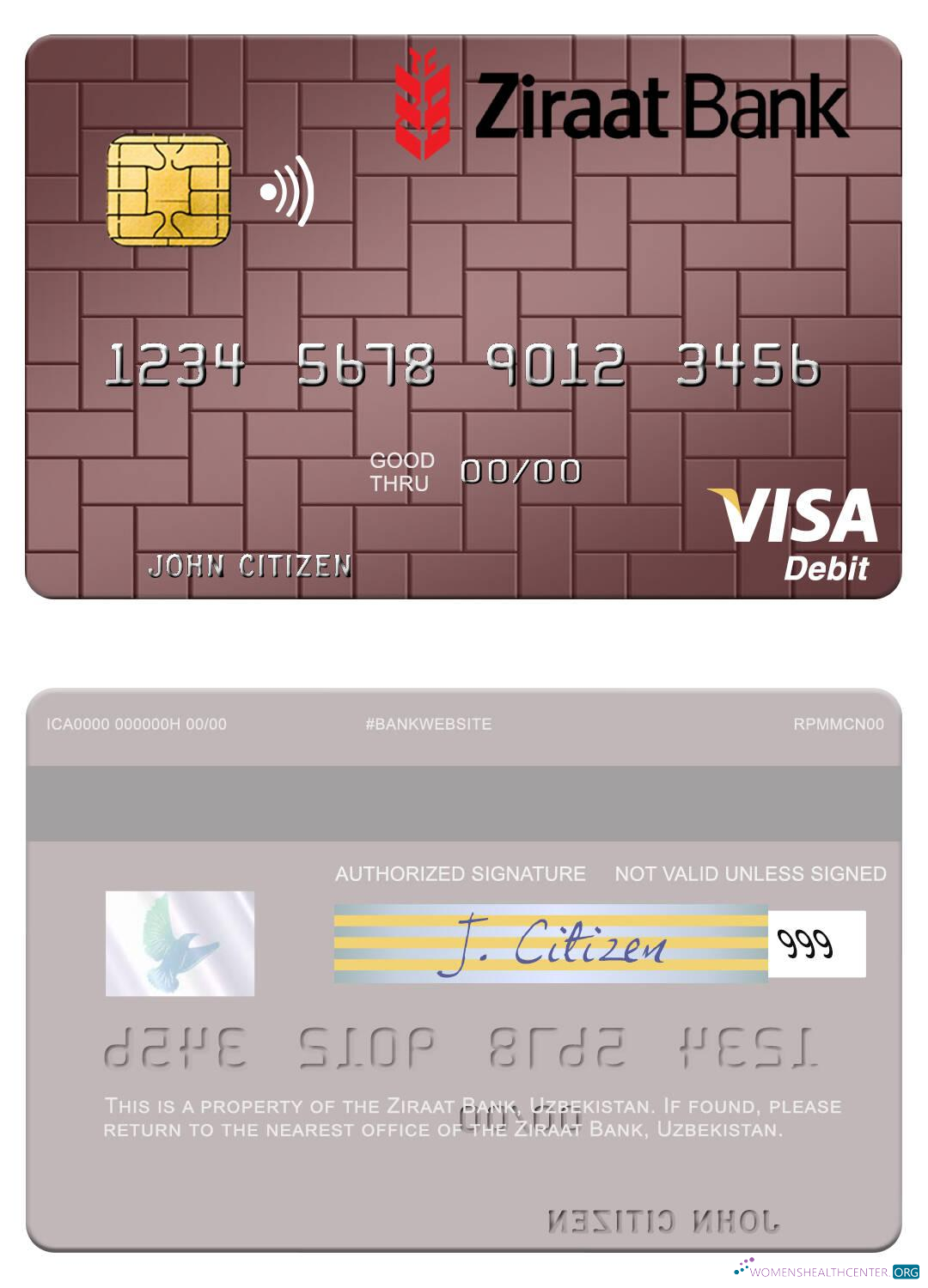 Premium Herunterladen Usbekistan Ziraat Bank Visa Debit Karte Photoshop Vorlage