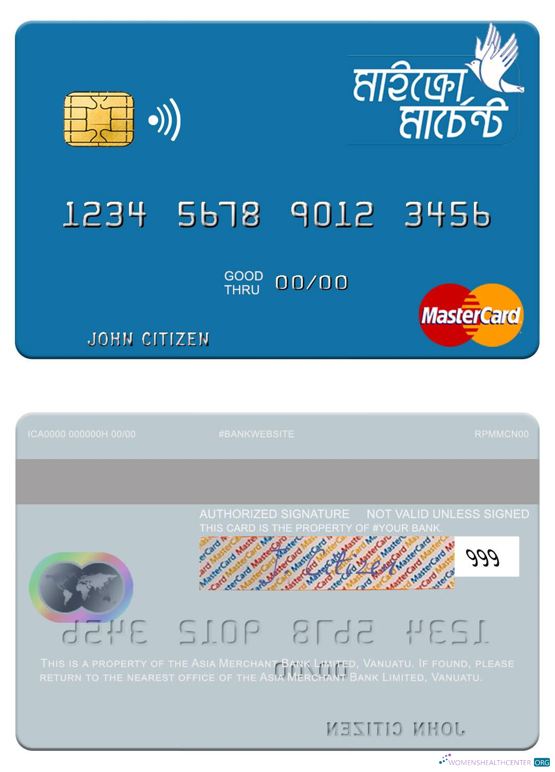 Professionelle Herunterladen Vanuatu Asia Merchant Bank GmbH Mastercard Photoshop Vorlage