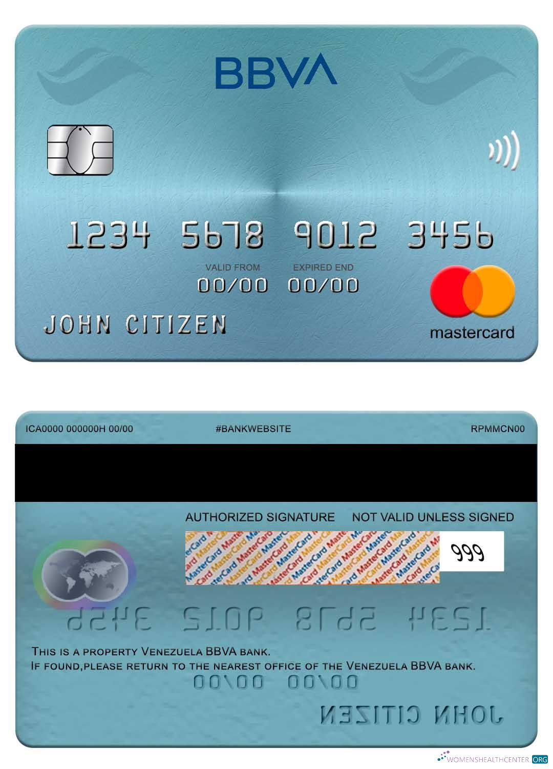 Editierbare Herunterladen Venezuela BBVA Bank Mastercard Photoshop Vorlage