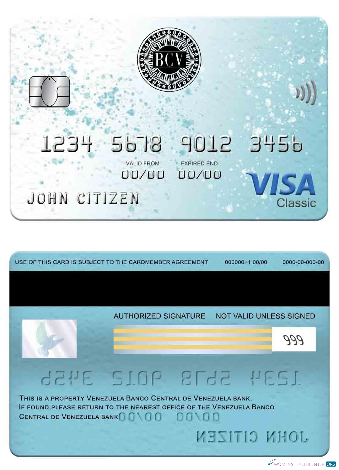 Realistische Herunterladen Venezuela Banco Zentral de Venezuela Bank Visa Classic Karte Photoshop Vorlage