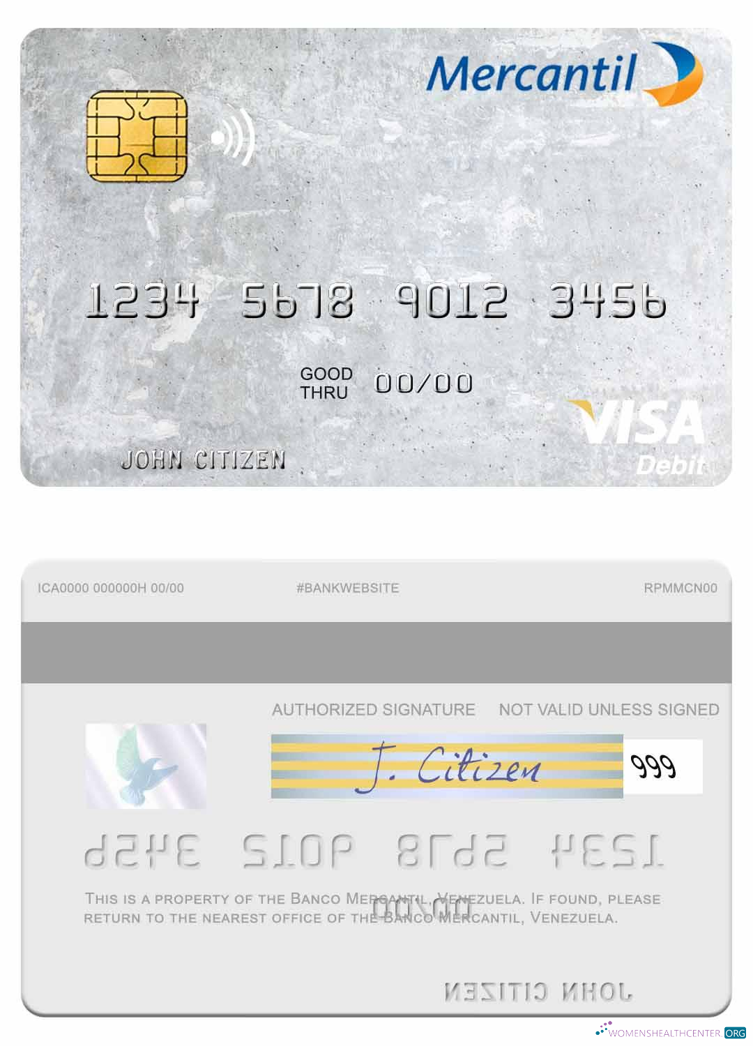 Realistische Herunterladen Venezuela Banco Mercantil Visa Debit Karte Photoshop Vorlage