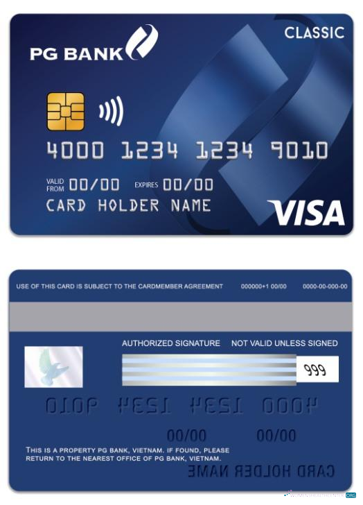 Editierbare Herunterladen Vietnam PG Bank Visa Classic Karte Photoshop Vorlage