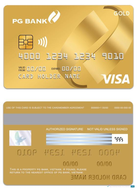 Realistische Herunterladen Vietnam PG Bank Visa Kredit Gold Karte Photoshop Vorlage