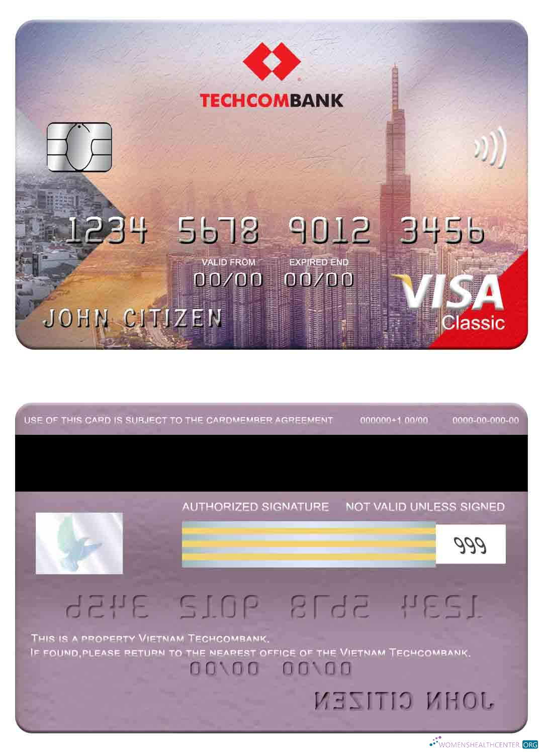 Professionelle Herunterladen Vietnam Techcombank Visa Classic Karte Photoshop Vorlage