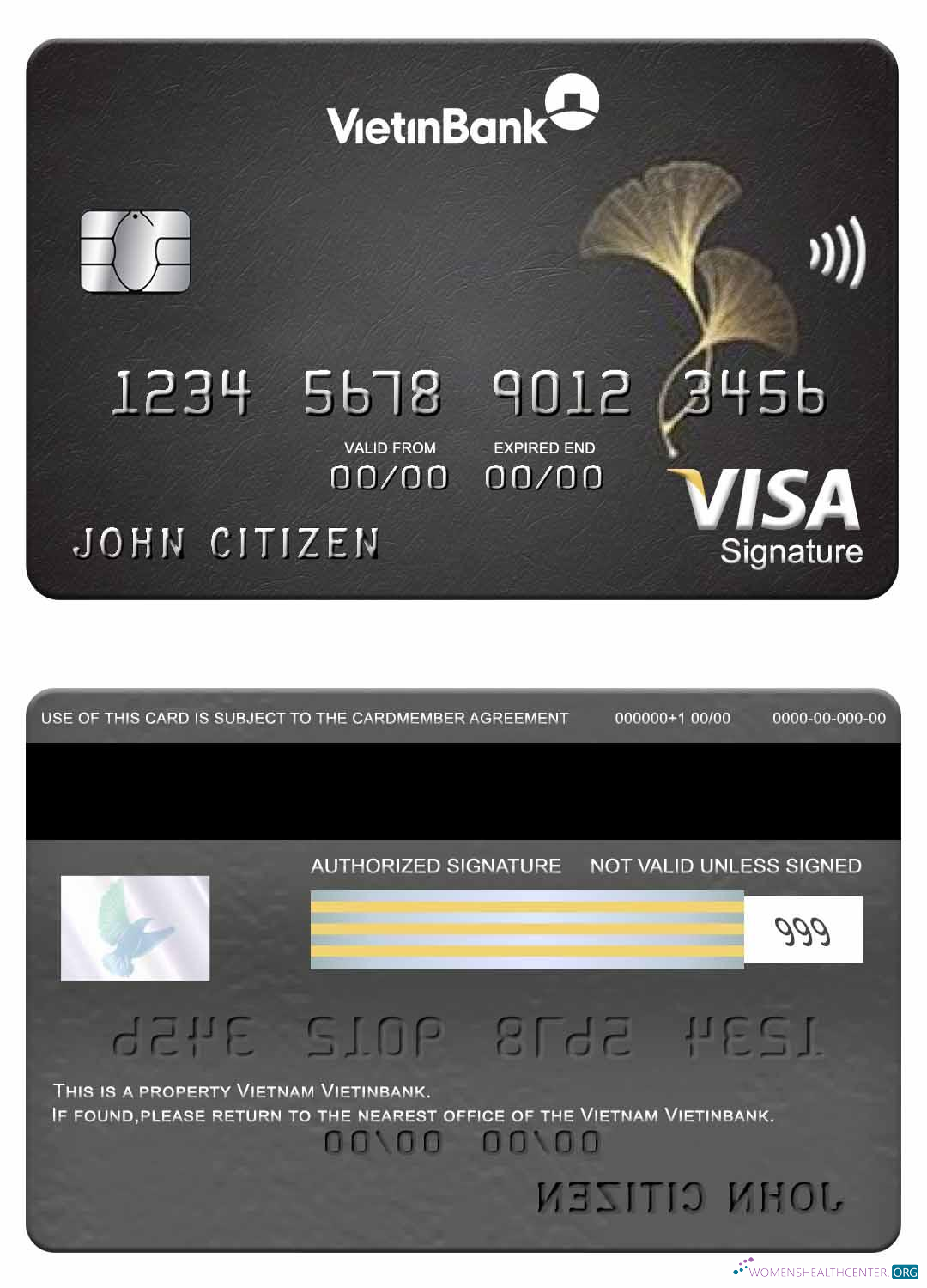 Editierbare Herunterladen Vietnam Vietinbank Visa Signature Karte Photoshop Vorlage