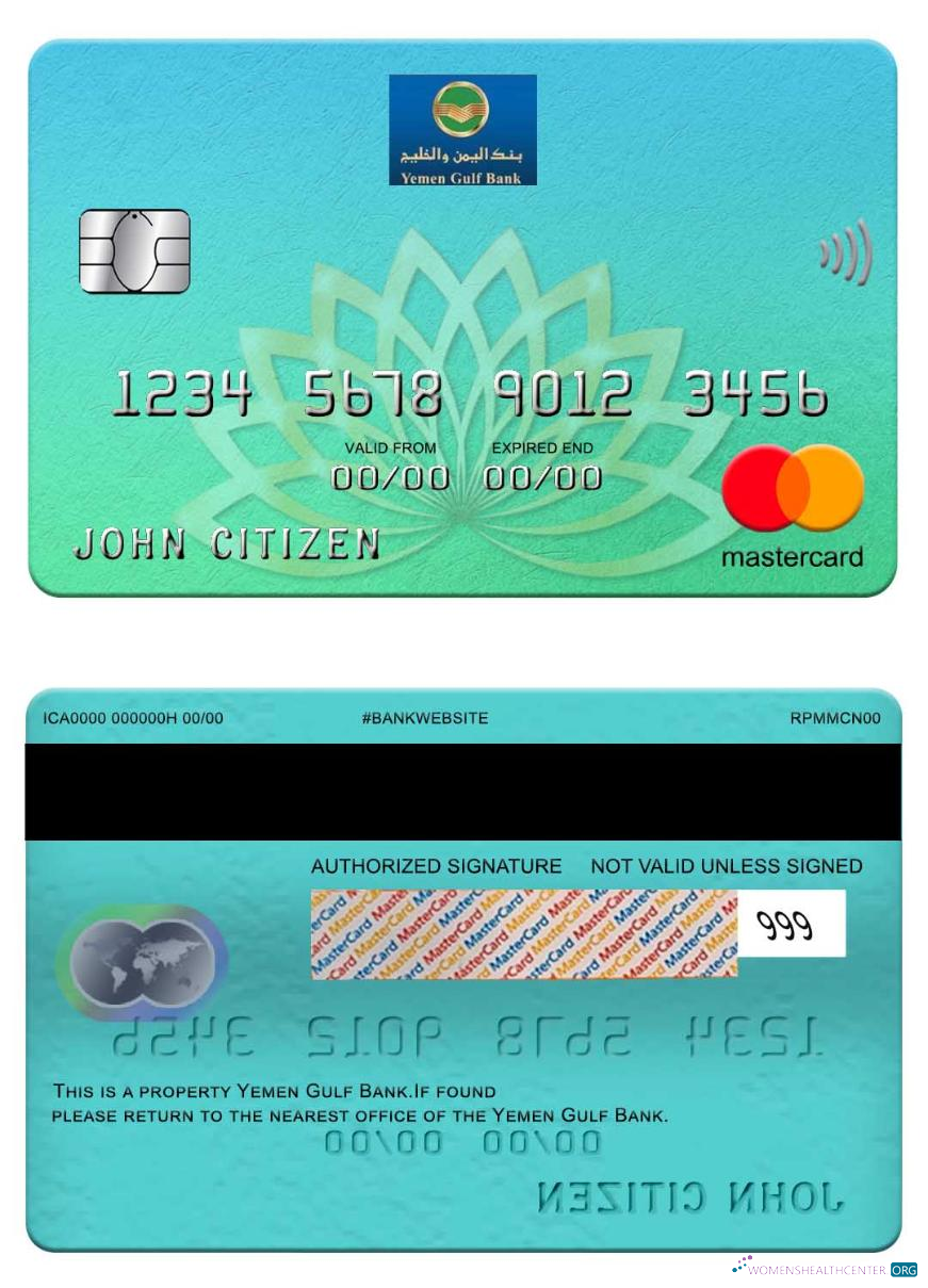 Editierbare Herunterladen Jemen Gulf Bank Mastercard Photoshop Vorlage