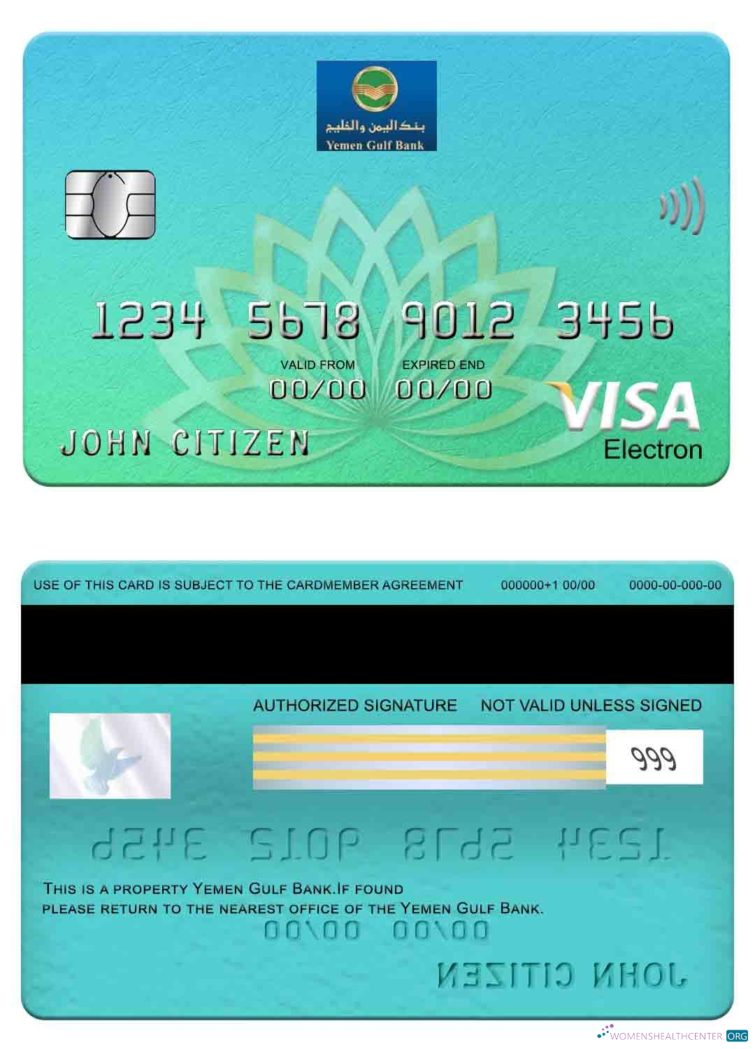 Premium Herunterladen Jemen Gulf Bank Visa Electron Karte Photoshop Vorlage