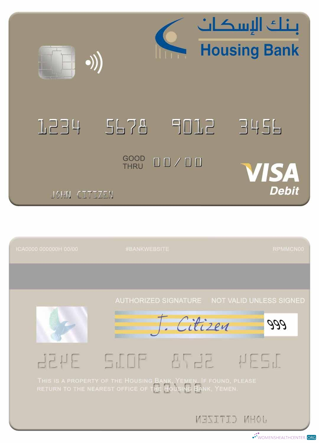 Hochwertige Herunterladen Jemen Housing Bank Visa Debit Karte Photoshop Vorlage