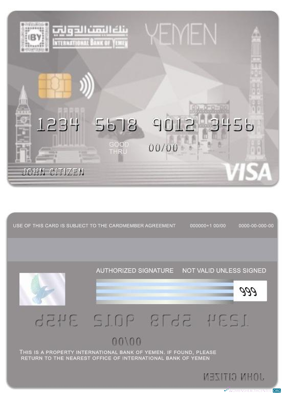 Professionelle Herunterladen Jemen Internationale Bank von Jemen Visa Internet Karte Photoshop Vorlage