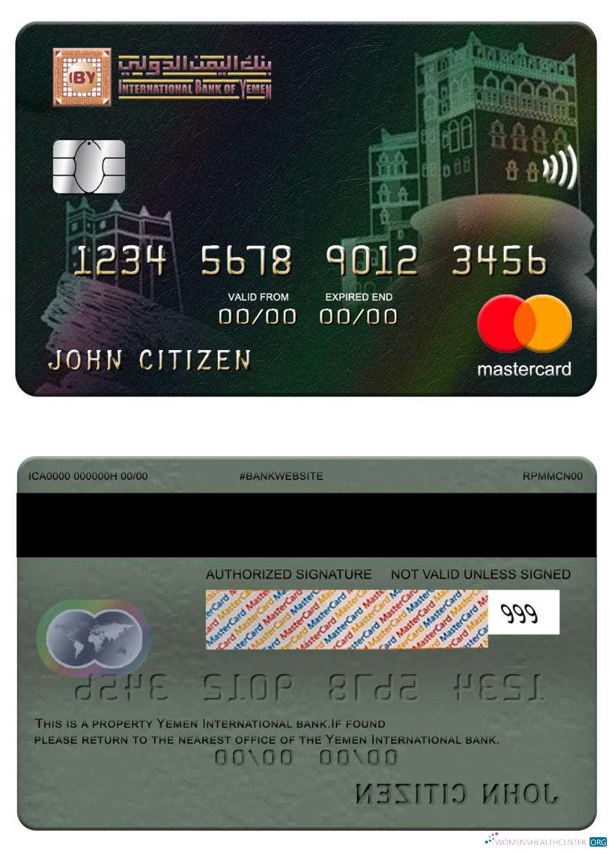 Editierbare Herunterladen Jemen Internationale Bank Mastercard Photoshop Vorlage