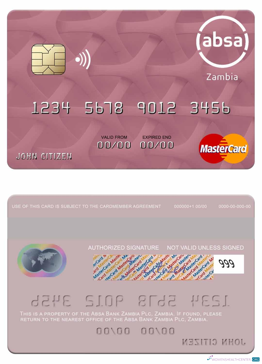 Editierbare Herunterladen Sambia Absa Bank Sambia Plc Mastercard Photoshop Vorlage