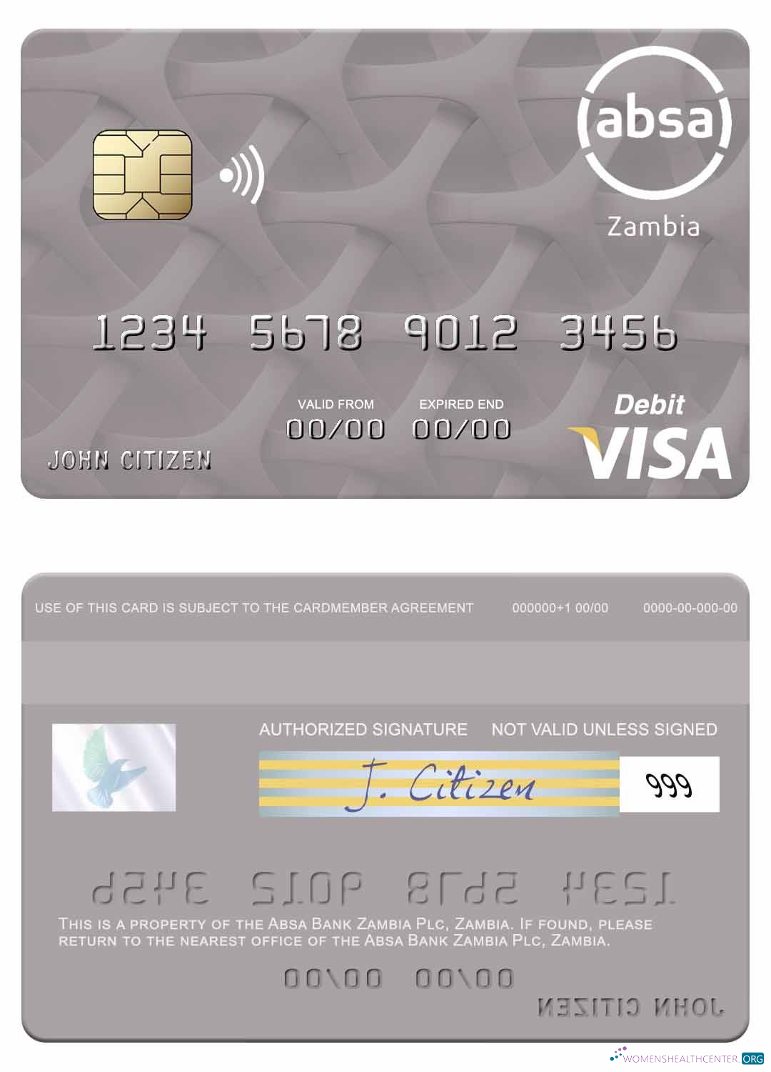 Hochwertige Herunterladen Sambia Absa Bank Sambia Plc Visa Debit Karte Photoshop Vorlage