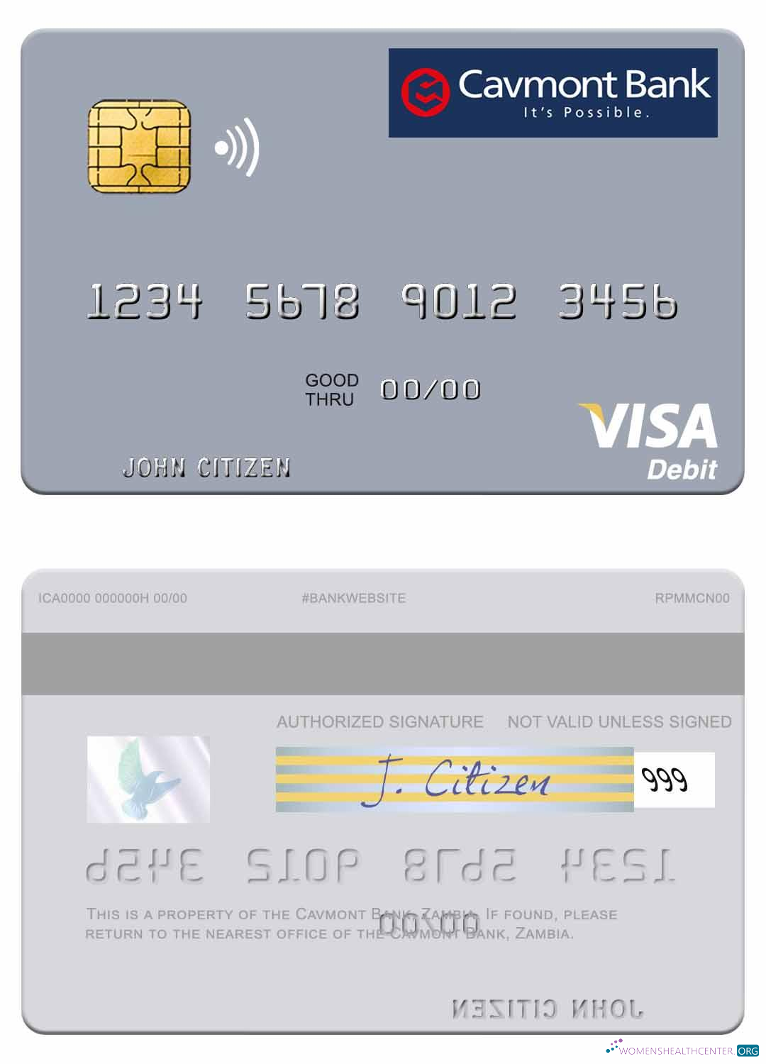 Hochwertige Herunterladen Sambia Cavmont Bank Visa Debit Karte Photoshop Vorlage