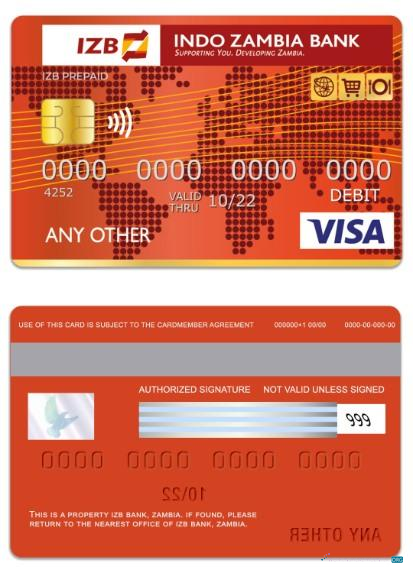 Premium Herunterladen Sambia IZB Bank Visa Debit Karte Photoshop Vorlage