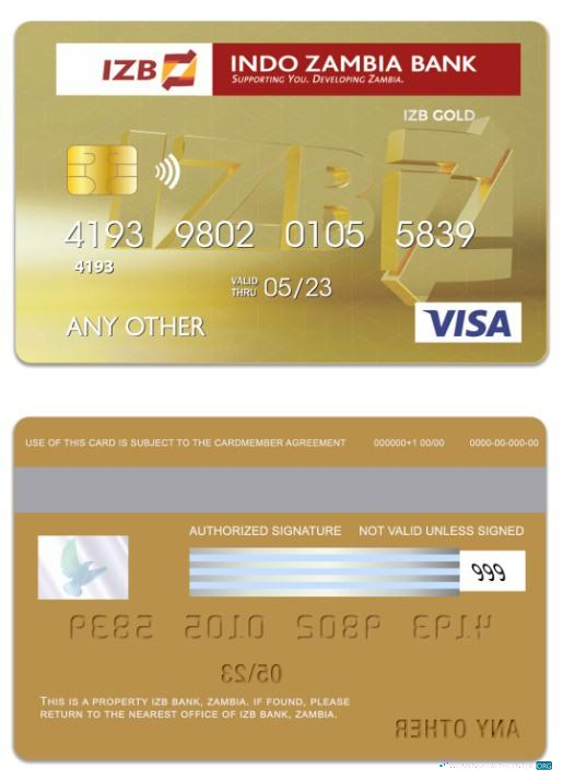 Hochwertige Herunterladen Sambia IZB Bank Visa Gold Karte Photoshop Vorlage