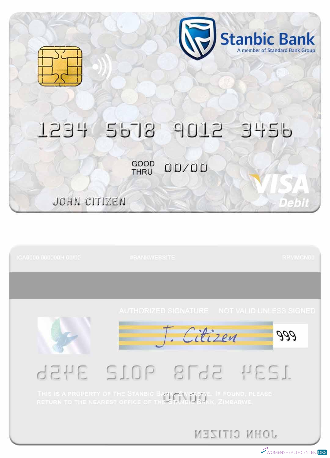 Professionelle Herunterladen Simbabwe Stanbic Bank Visa Debit Karte Photoshop Vorlage