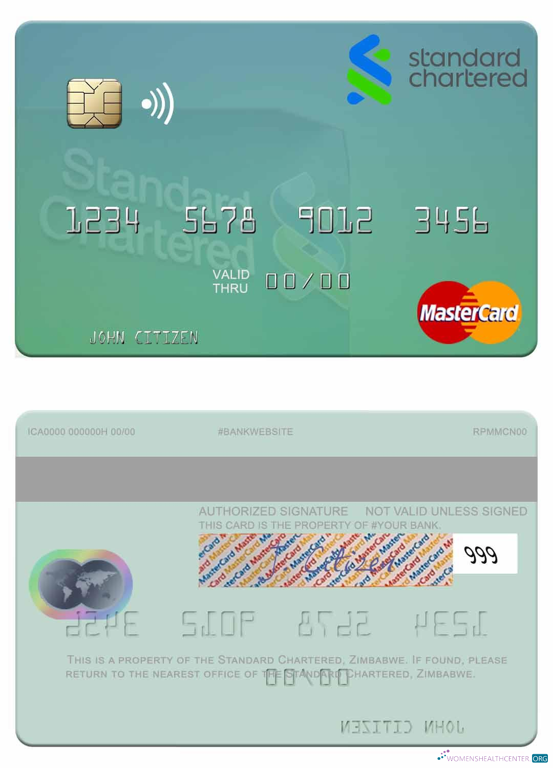 Hochwertige Herunterladen Simbabwe Standard Chartered Mastercard Photoshop Vorlage