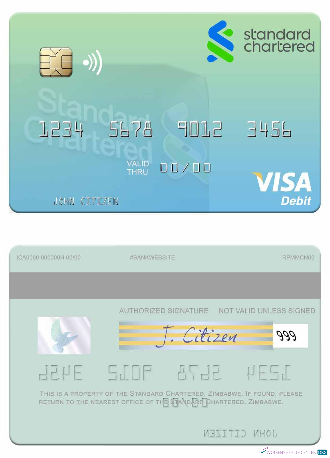 Hochwertige Herunterladen Simbabwe Standard Chartered Visa Debit Karte Photoshop Vorlage