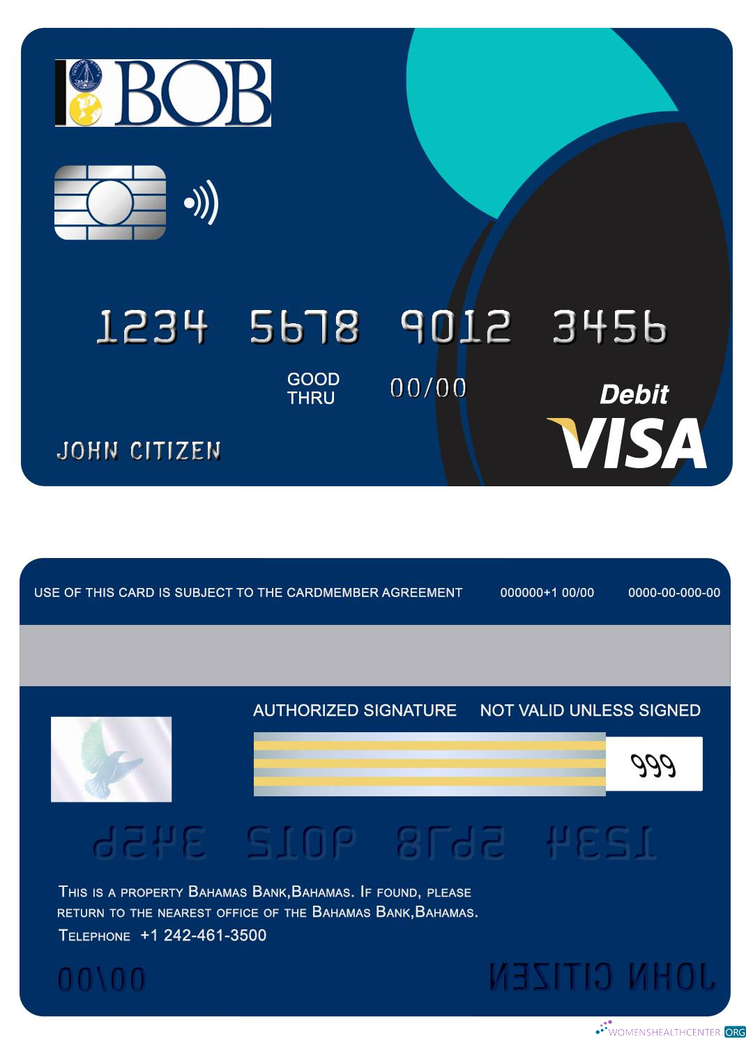 Editierbare Herunterladen Bahamas Bank von The Bahamas Visa Karte Photoshop Vorlage